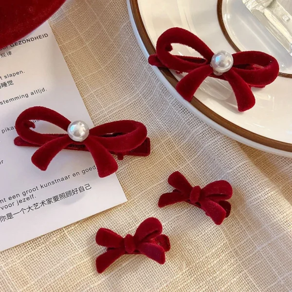 1/5pc Fashion Retro Bow Red Hair Clip Small BB Hair Clip Women Barrettes Bangs Clip Kawaii Hairpins New Year Hair Accessory - Image 6