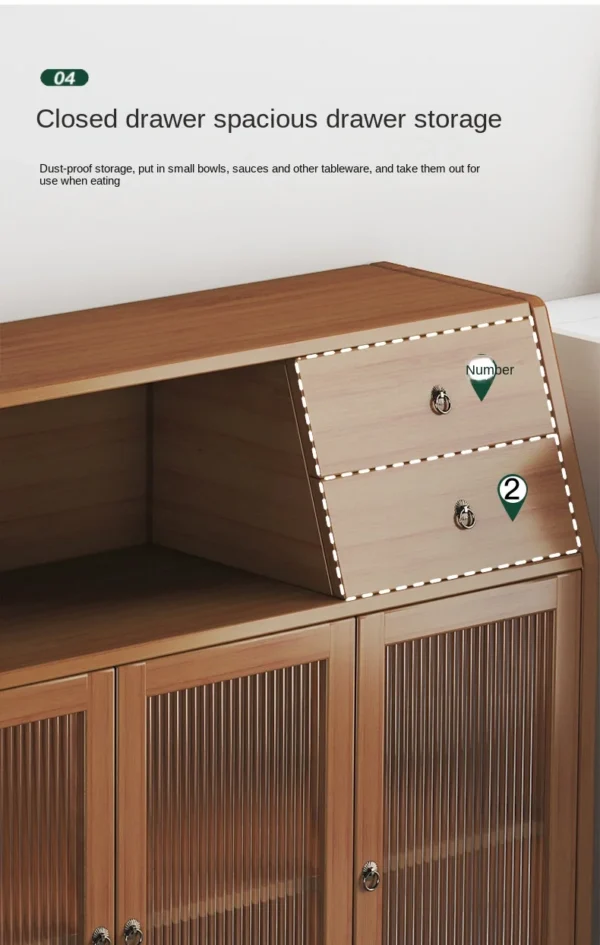 dining room Bamboo solid wood kitchen cabinets furniture sideboard side table furniture living room alacena Display cabinet - Image 3