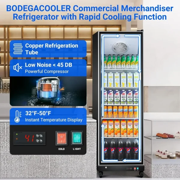 Commercial Merchandiser Refrigerator,18.1Cu.Ft Glass Door Commercial Display Refrigerator,Upright Beverage Display Bar Cooler wi - Image 5