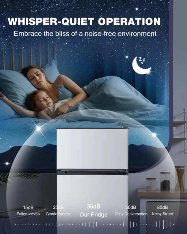 Door Refrigerator with Freezer, 4.5 Cu.Ft, Small Fridge with Freezer, 7 Settings Temperature Adjustable, Mini Refrigerato - Image 3