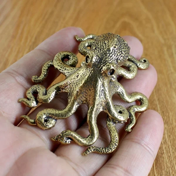 Antique Octopus Home Decoration Brass Copper Animal Figurines Miniatures Desk Ornament Accessories Creative Table Craft - Image 4