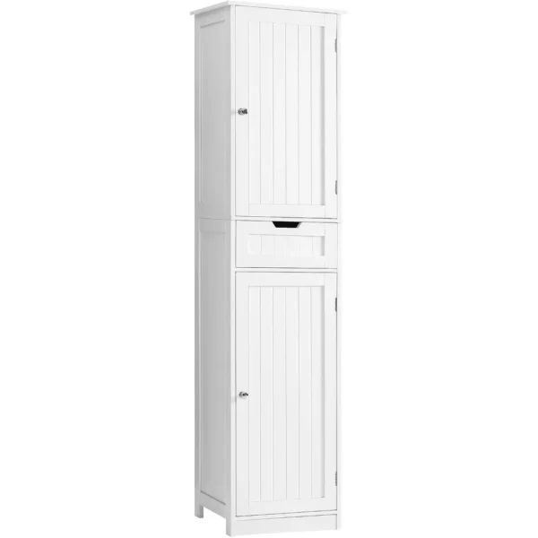 Tall Bathroom Cabinet, Storage Cabinet with 2 Doors & 1 Drawer, Freestanding Linen Cabinet with Adjustable Shelves, Floor - Image 2