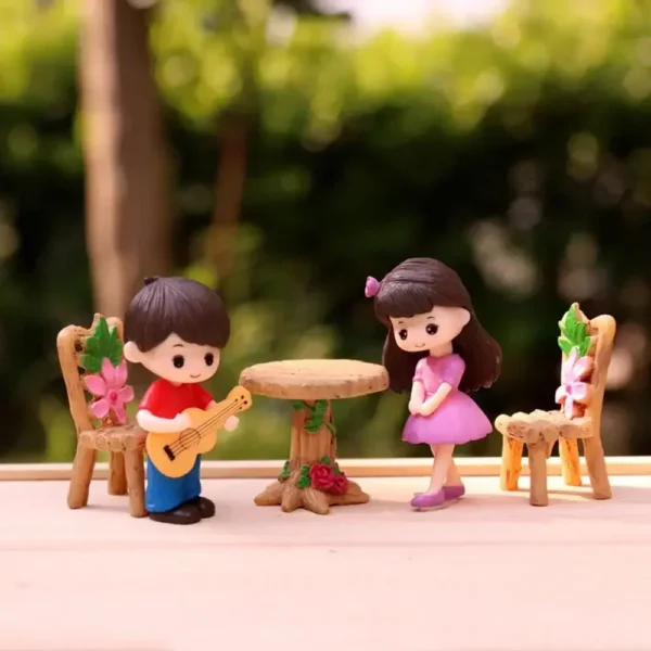 2pcs/set Mini Boy Girl Guitar Sweet Lovers Couple Figurines Craft Fairy Dolls Valentine's Day Wedding Accessories Home Decor - Image 6