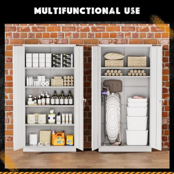 Storage Cabinets, 72" Steel Locking Cabinet with Doors and 4 Adjustable Shelves, Tall Tool Cabinets Lockable File Cabinet - Image 3