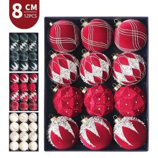 8cm/12pcs Christmas Balls Christmas Tree Decoration Christmas Home Decoration Happy New Year Navidad Pendant Ball Accessories