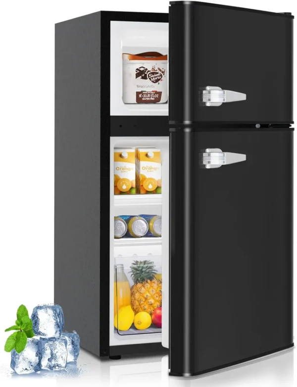 Mini Fridge with Freezer,3.2 Cu.Ft Compact Mini Refrigerator with Double 2 Door,Adjustable Temperature,Full Size for Home,Kitche