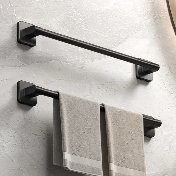 Bathroom Towel Holder White Without Drilling Bathroom Black Towel Rack Towel Bar Self-Adhesive Bathroom Towel Rack Towel Rail - Image 2