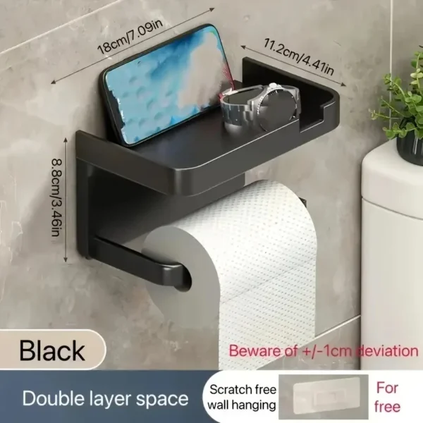 Easy-Install Toilet Paper Holder - Wall-Mounted, No-Punch, Roll Organizer - Bathroom Storage Accessory - Image 3