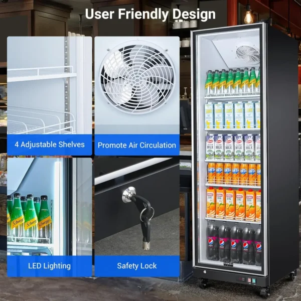 Commercial Merchandiser Refrigerator,18.1Cu.Ft Glass Door Commercial Display Refrigerator,Upright Beverage Display Bar Cooler wi - Image 6