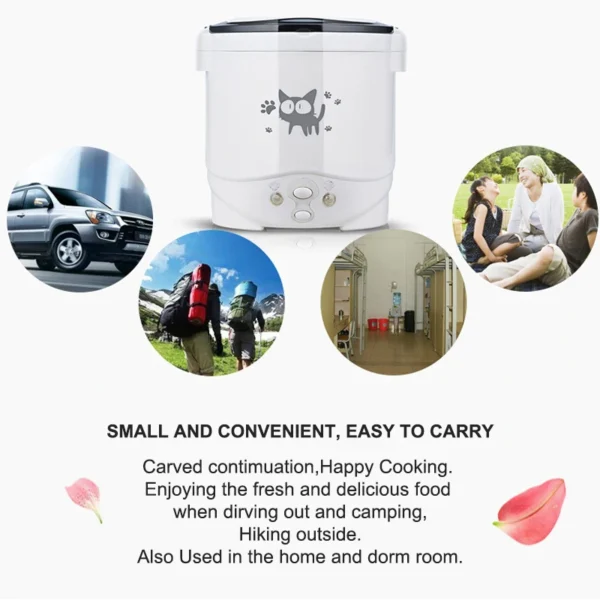Electric Mini Rice Cooker Portable MultiCooker Household Rice Cookers 12V 24V 220V Pot Cooking Machine Pans For Car Truck Home - Image 3