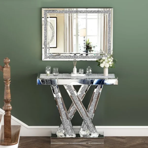 32"x24" Decorative Crystal Mirrors for Wall Decor Living Room Silver Luxury Modern Mirrored Home Decoration - Image 5