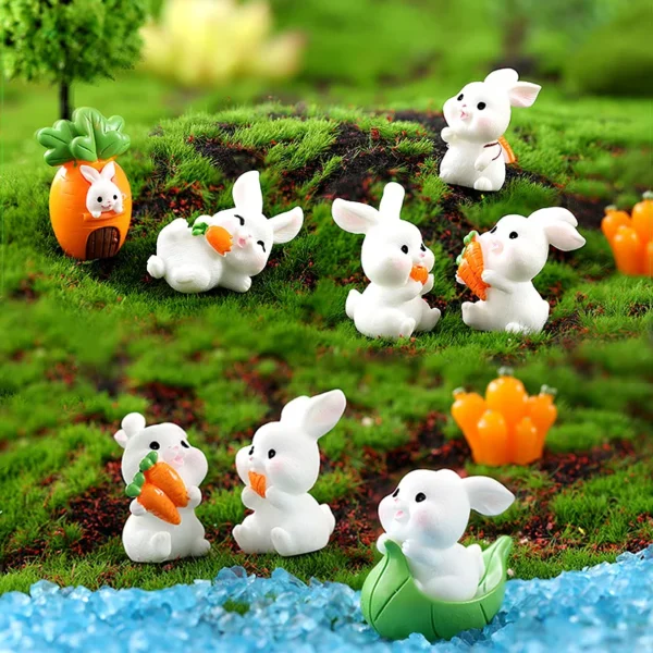 2024 Hot Easter Cute Rabbit Figurine Diy Landscape Home Kawaii Room Decor Miniature Fairy Garden Decoration Accessories Modern - Image 7