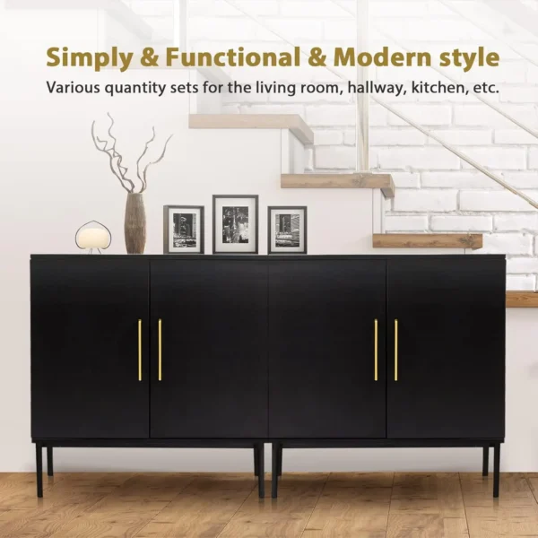Storage Cabinet, Free Standing Cabinets, Wood Accent Cabinet with Doors, Black Sideboard for Bedroom, Kitche - Image 6