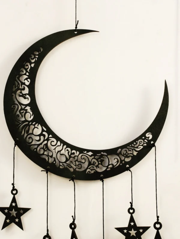 DIY Wooden Hollow Moon and Star Lantern – Ramadan Hanging Decor, Islamic Eid Mubarak Festival Decorations，Ornament Islamic Gifts - Image 3