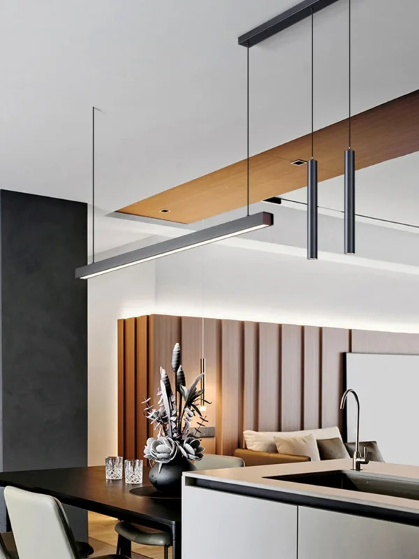 chandelier ceiling black Linear Pendant Light Fixtures Led Adjustable Dining Room Light Kitchen Island Hanging Lights modern - Image 4