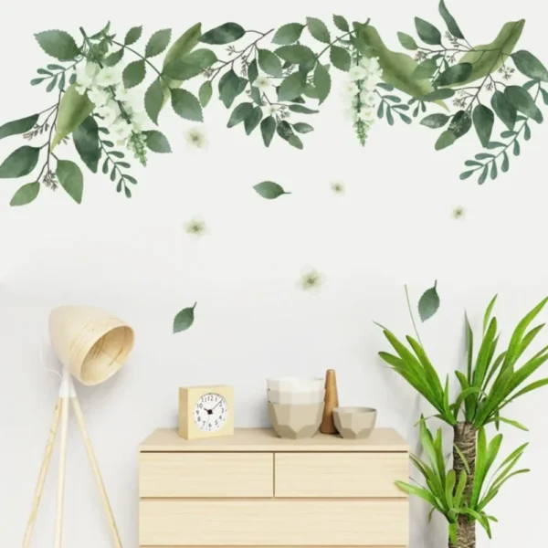 Tropical Leaves Flowers Wall Stickers Plants Mural Bedroom Living Room Decoration Art Decals Wall Paper Home Decoration Stickers - Image 3