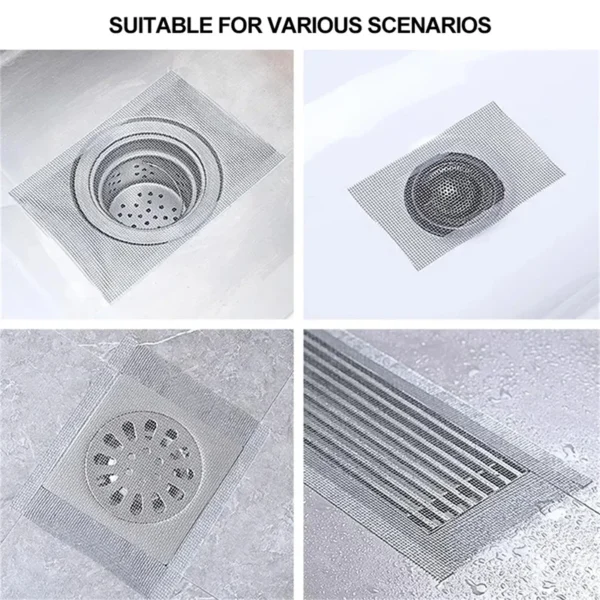 Cuttable Shower Drain Hair Catcher Self-Adhesive Floor Drain Stickers Disposable Mesh Bathroom Kitchen Sink Hair Filter - Image 16