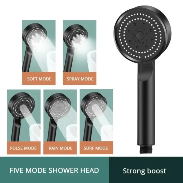Booster Shower Head 5 Modes Household Adjustable High Pressure Water Massage Shower Head Handheld Spray Shower Bathroom Supplies - Image 14