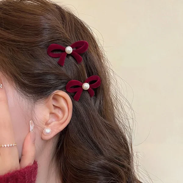 1/5pc Fashion Retro Bow Red Hair Clip Small BB Hair Clip Women Barrettes Bangs Clip Kawaii Hairpins New Year Hair Accessory - Image 4
