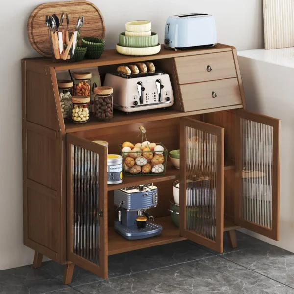 dining room Bamboo solid wood kitchen cabinets furniture sideboard side table furniture living room alacena Display cabinet - Image 6