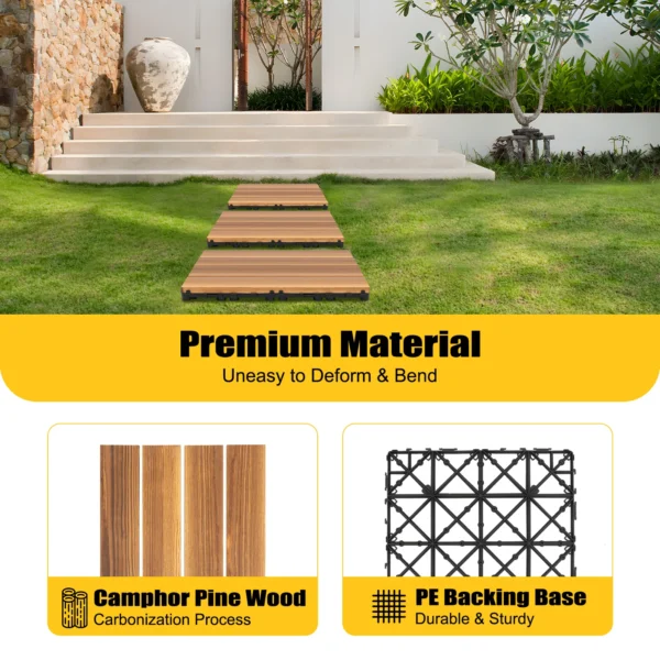 36 pcs Pine Wood Flooring DIY Anti-Corrosion Wood Flooring Tiles 12''x12'' Spliced Flooring - Image 2