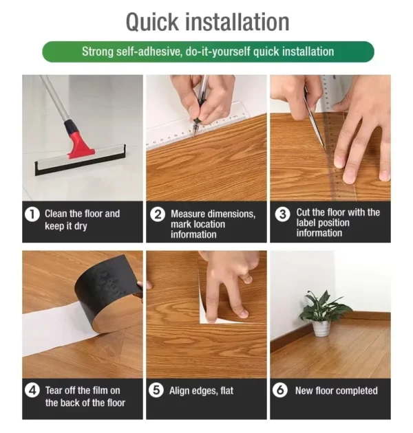 NEW Self Adhesive PVC Wood Grain Floor Waterproof and Wear-resistant Balcony, Bathroom, Household Kitchen Floor Tiles 91X15CM - Image 4