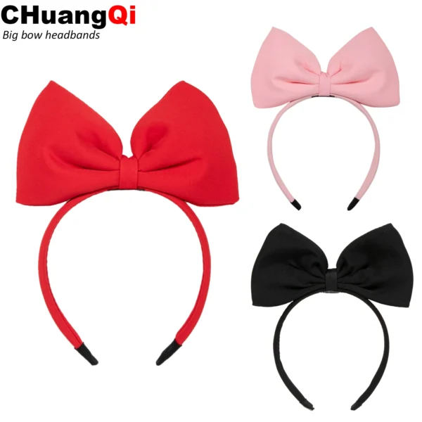 CHuangQi 2pcs Big Bow Headband, Halloween Christmas Cosplay Headdress, Cute Princess Hair Accessories for Women & Girls