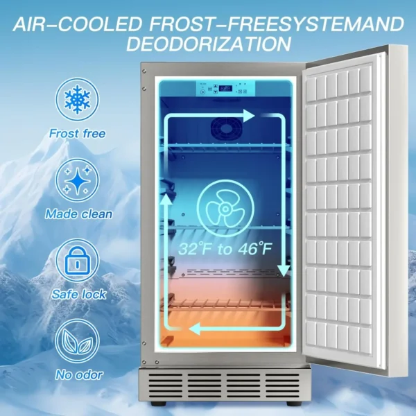 Outdoor Refrigerator, Weather Proof Stainless Steel Beverage Beer Cooler Under Counter Fridge, Indoor/Outdoor Refrigerator with - Image 5