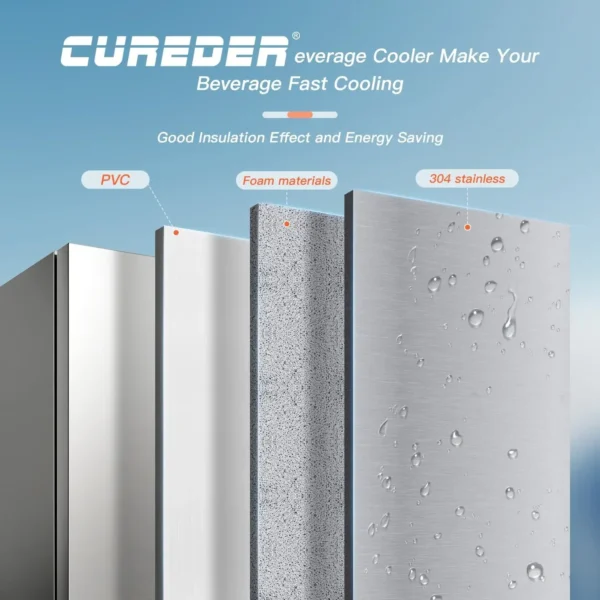 Outdoor Refrigerator, Weather Proof Stainless Steel Beverage Beer Cooler Under Counter Fridge, Indoor/Outdoor Refrigerator with - Image 4