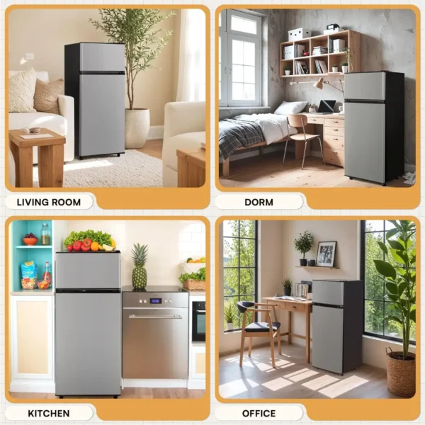 Fridge with Freezer, Small Refrigerator with 2 Doors for Office, Kitchen, Dorm and Bedroom, Mini Refrigerator - Image 6