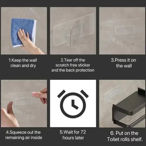 Easy-Install Toilet Paper Holder - Wall-Mounted, No-Punch, Roll Organizer - Bathroom Storage Accessory - Image 9
