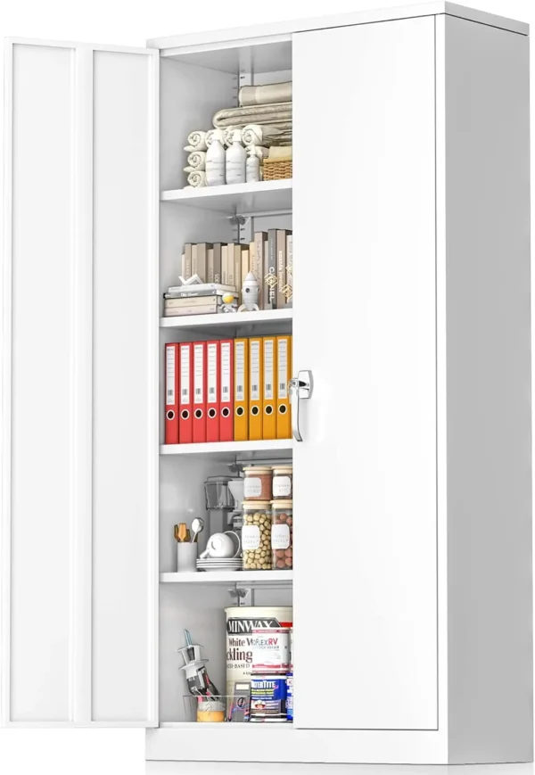 Storage Cabinets, 72" Steel Locking Cabinet with Doors and 4 Adjustable Shelves, Tall Tool Cabinets Lockable File Cabinet - Image 6