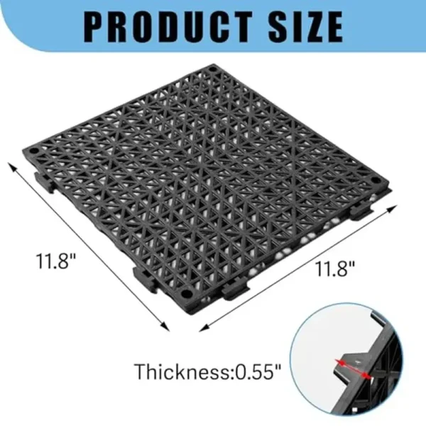 Interlocking Drainage Floor Tiles 12 Pack PVC Non-Slip Pool Deck Mats Indoor/Outdoor Use - Image 2