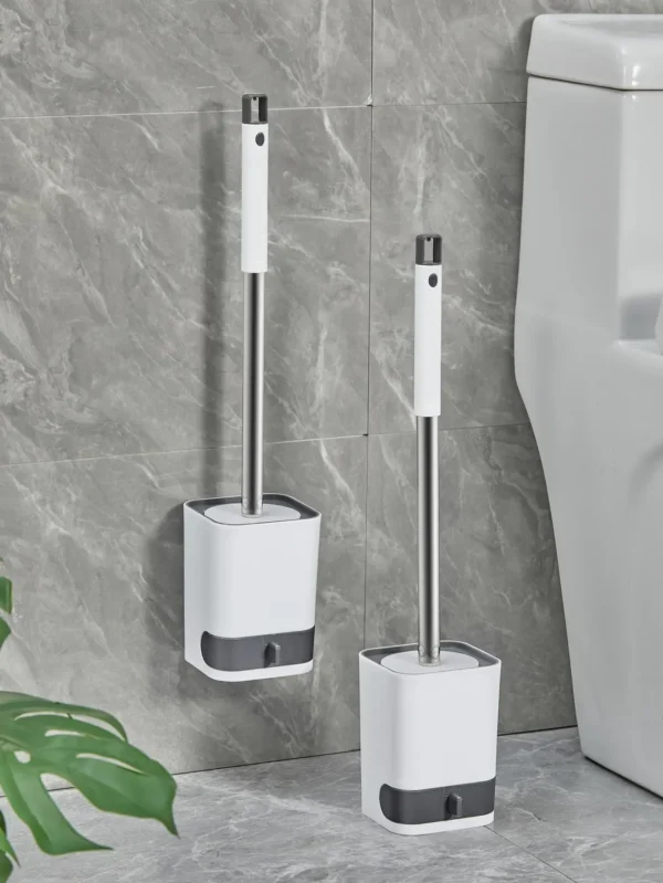 WORTHBUY Punch-Free Wall Mounted Toilet Brush With Drainable Base Long Handle Plastic Toilet Cleaning Brush Bathroom Accessories - Image 4