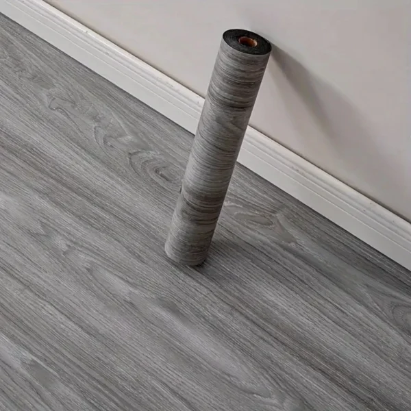 Gray wood grain self-adhesive vinyl flooring - 1.4mm thick, easy to decorate self-adhesive wall and floor tiles for living room,