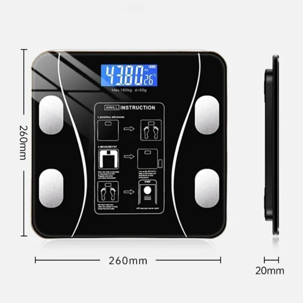 Smart Body Fat Scale Wireless LED Digital Bathroom Weight Scale Body Composition Analyzer Testing Scale - Image 6