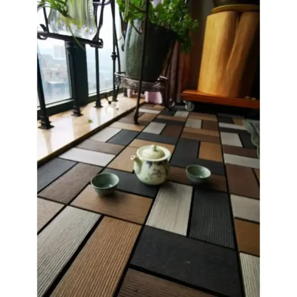 Interlocking WPC Decking Tiles Weather Resistant Outdoor Floor Tile Fire Water Resistant Patio DIY Deck Tiles Random Antique) - Image 5