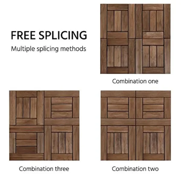 27PCS Interlocking Wood Flooring Tiles Patio Deck Indoor Outdoor Brown 12x12in Wood Plastic Tiles House Renovation Garden Pool - Image 6