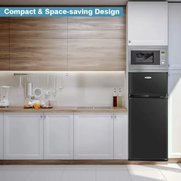 Compact Refrigerator 3.4 Cu. Ft. Classic Fridge with Adjustable Removable Glass Shelves Mechanical Control Recessed Handle - Image 3