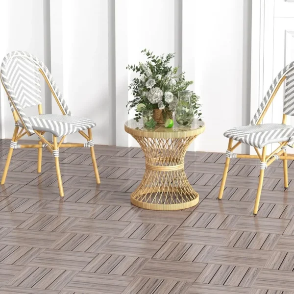 Interlocking Deck Tiles 18 Pack - 12" x 12" Weatherproof Composite Outdoor Flooring Covering, 18 sq.ft Patio Decking Boards for - Image 3