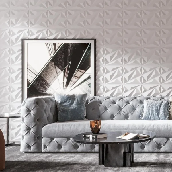 50/100pcs Diamond Design Decorated 3D Wallpanel, 30cmx30cm Matte White/Black, Diy Home Decoration Wallboard For Living Room - Image 4