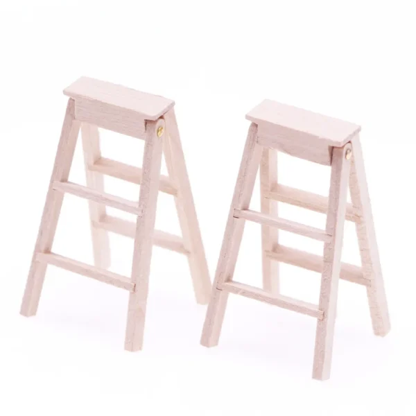 Dollhouse Mini Wooden Zigzag Ladder BJD Miniature Christmas Scene Horticultural Landscape Decor Furniture Model Accessories - Image 2
