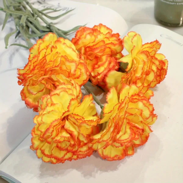 XIYA FLOWER Artificial Carnation Flower Bunch Carnation Bouquet Yellow Orange Pink Artificial Plants PE Material Home Decor - Image 6