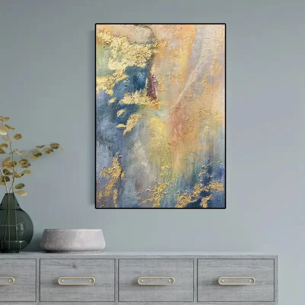 100% Hand Drawn Gold Oil Painting Luxury Wall Art Picture Modern Gold Foil Mural Abstract Canvas Poster For Home Decor Image - Image 4