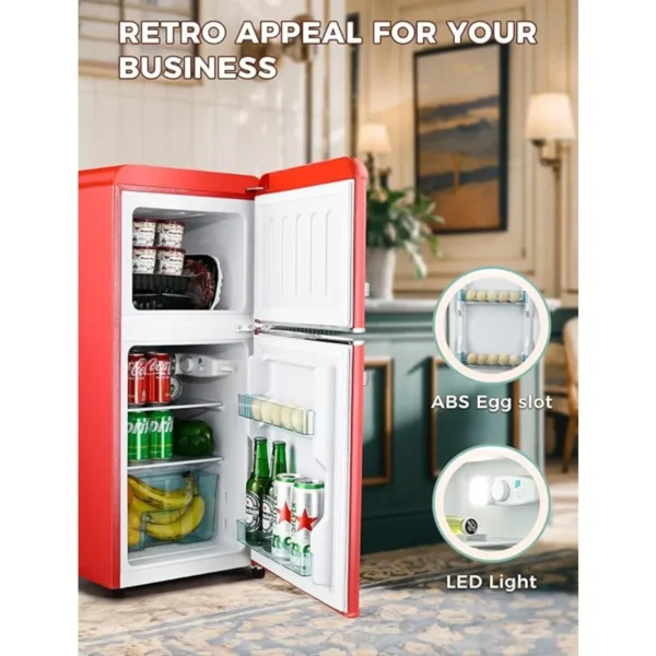 3.2 Cu.Ft Compact Refrigerator Mini Fridge w/ Freezer, 2 Door Retro Small Refrigerator w/ Freezer, Removable Shelves - Image 6