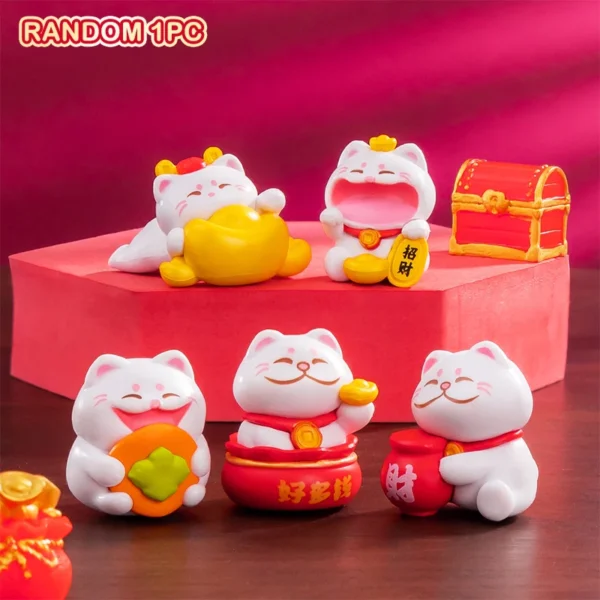 Cartoon Kawaii Lucky Cat Model Dolls Animal Figurine Miniature Landscape Ornaments Crafts Home Decoration Accessories Gifts