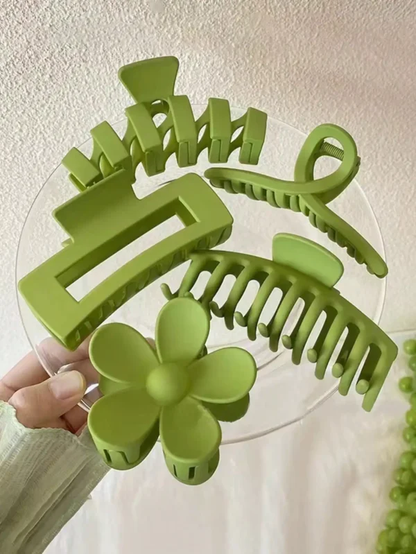 8 Pcs Fashion Fresh Simple Green Hair Claws Set For Women Girls Party Hair Accessories - Image 3