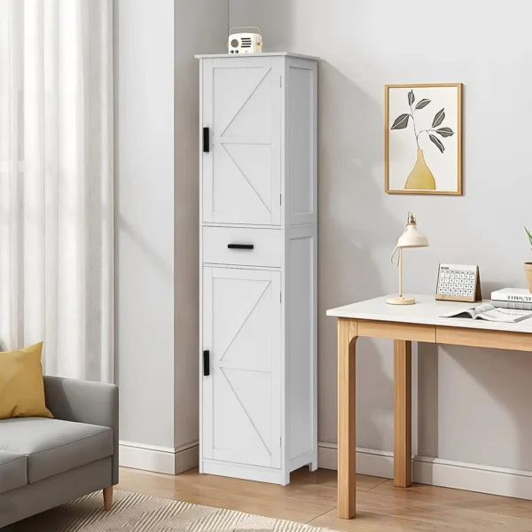 Bathroom Cabinet, Storage Cabinet with 6 Shelves & Drawer, Bathroom Storage Cabinet with Adjustable Shelves - Image 5