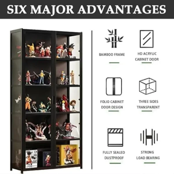 Curio Display Cabinet,5-Tier Tall Bookcase with Adjustable Shelves,Collectibles Toy Organizers Rack&Display Shelf,Kids Bookshelf - Image 5