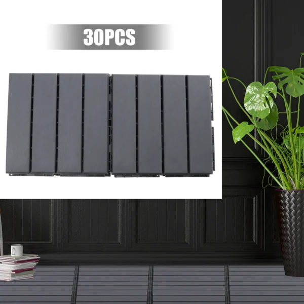 30 Pack Patio Deck Tiles, Waterproof Outdoor Flooring All Weather Use, Patio Floor Decking Tiles for Porch Poolside Balcony - Image 3